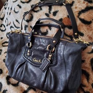Coach Ashley black leather bag w/python F19247
